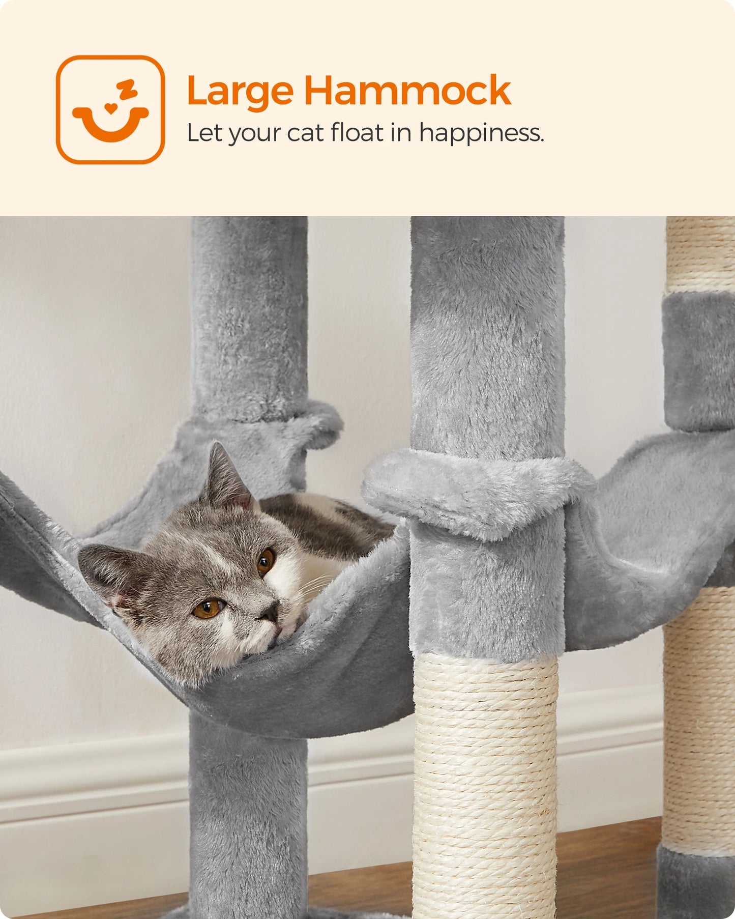 Feandrea Cat Tree, 56.3-Inch Cat Tower for Indoor Cats,