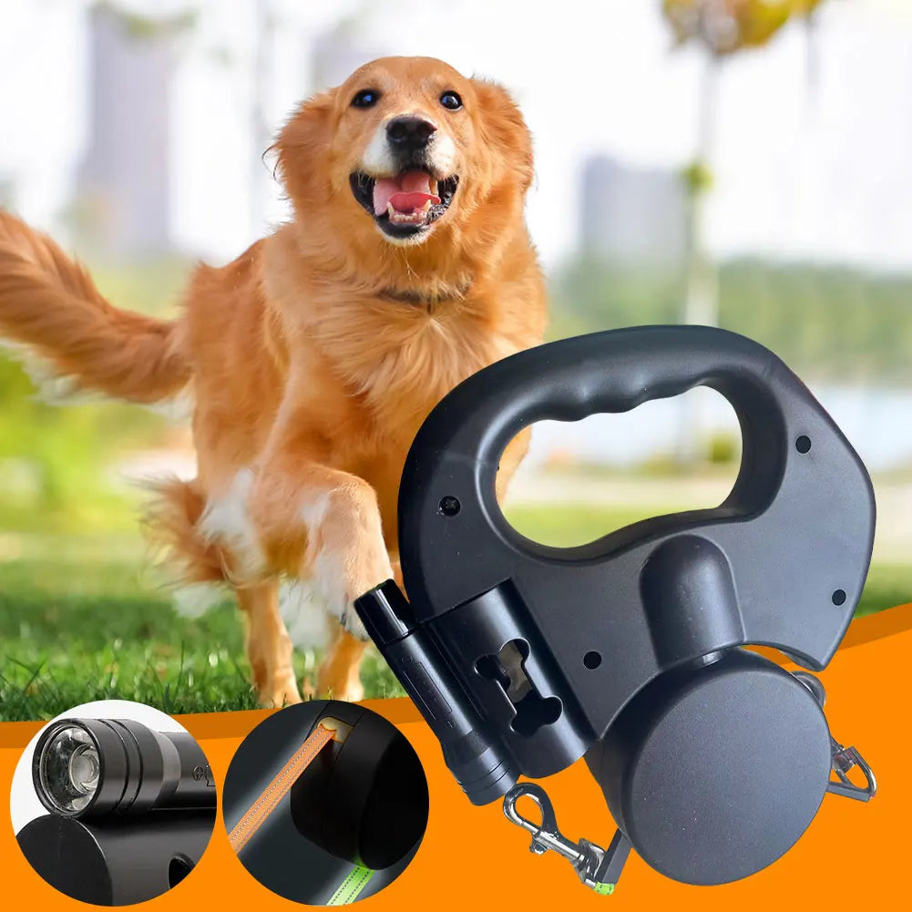 Double Headed Dog Leash Retractable Small Medium Dogs