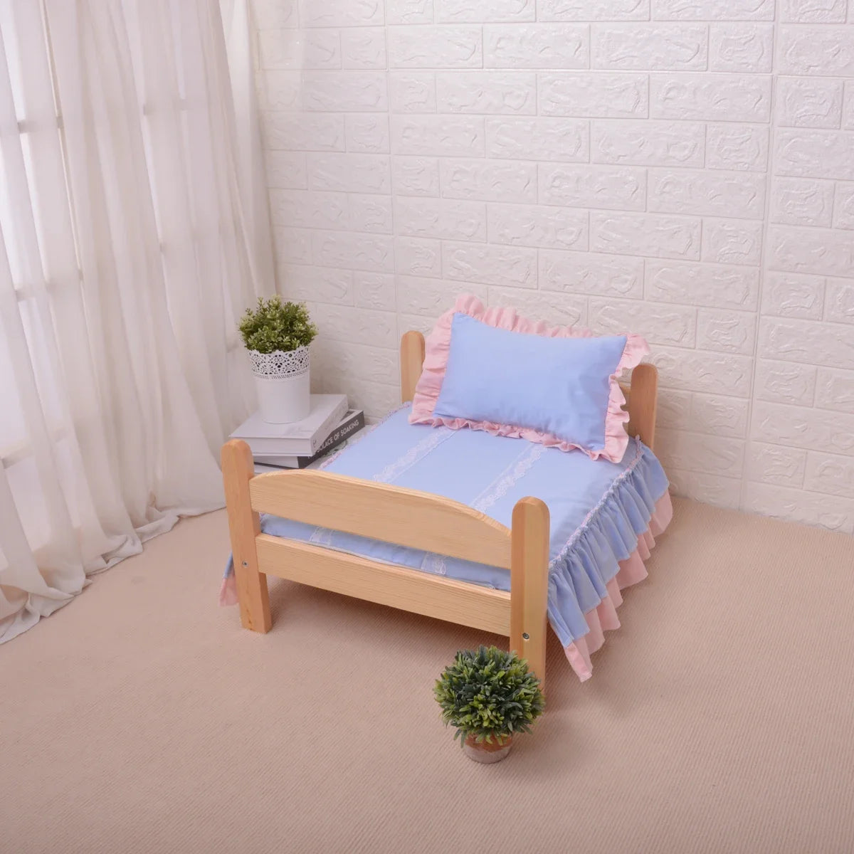 Cute Solid Wood Pet Bed
