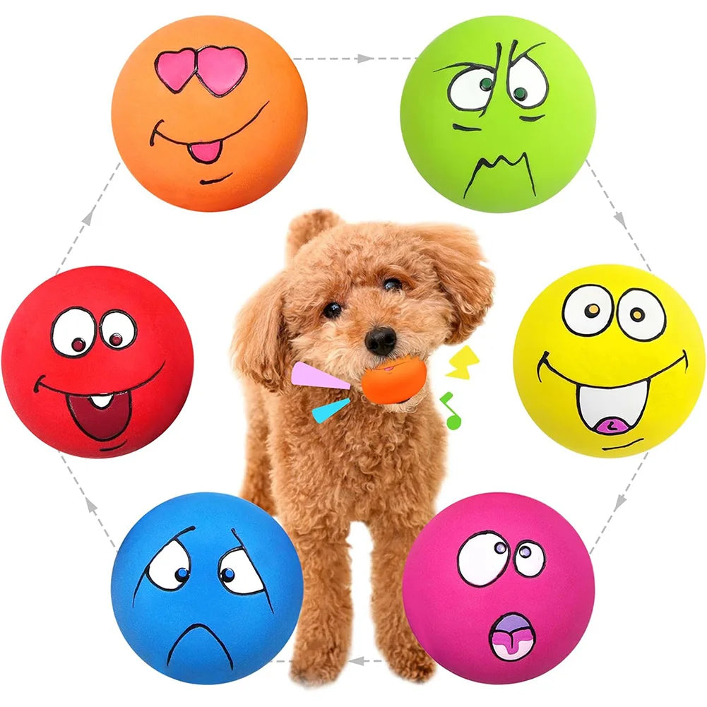 6Pcs Smile Face Squeaky Dog Toys