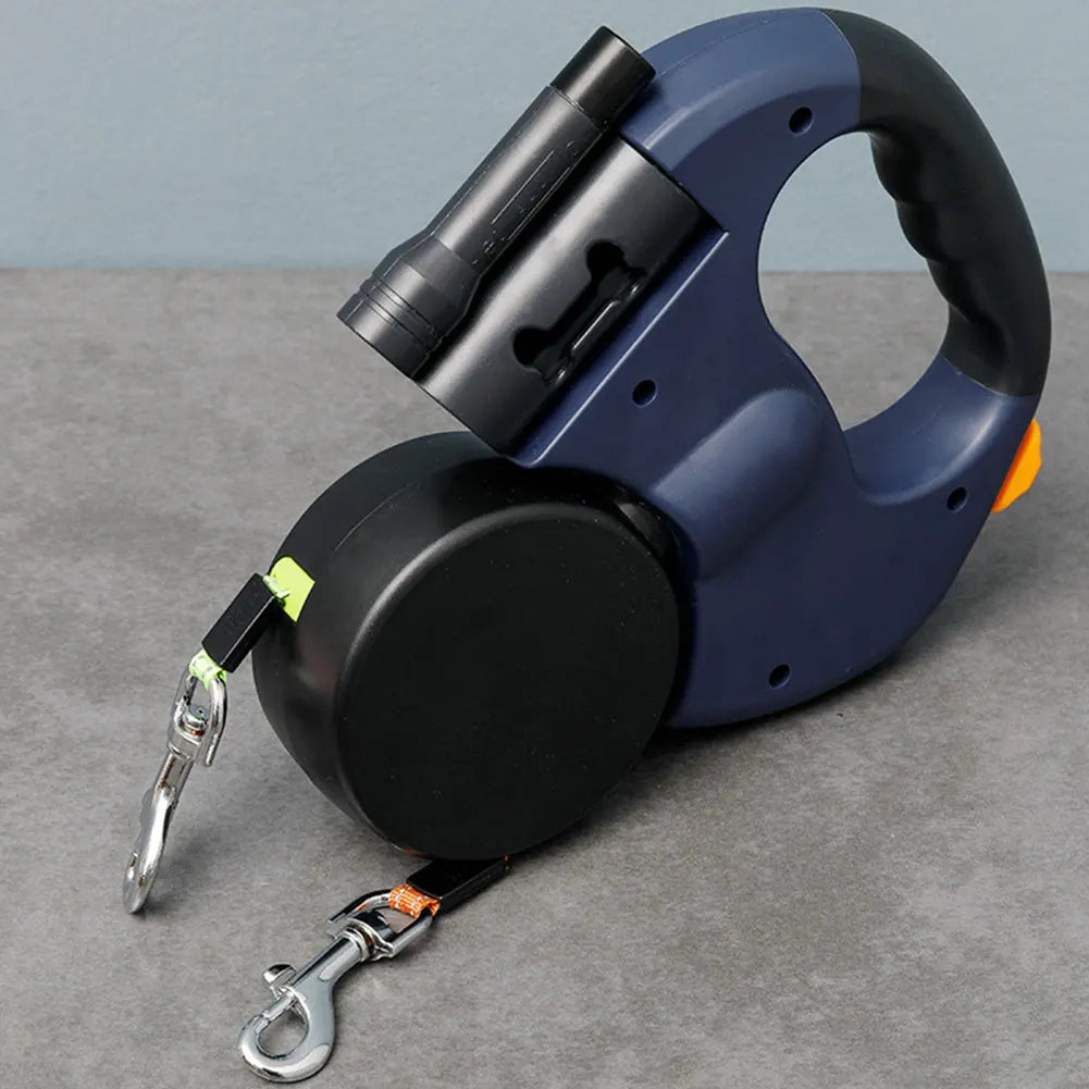 Double Headed Dog Leash Retractable Small Medium Dogs