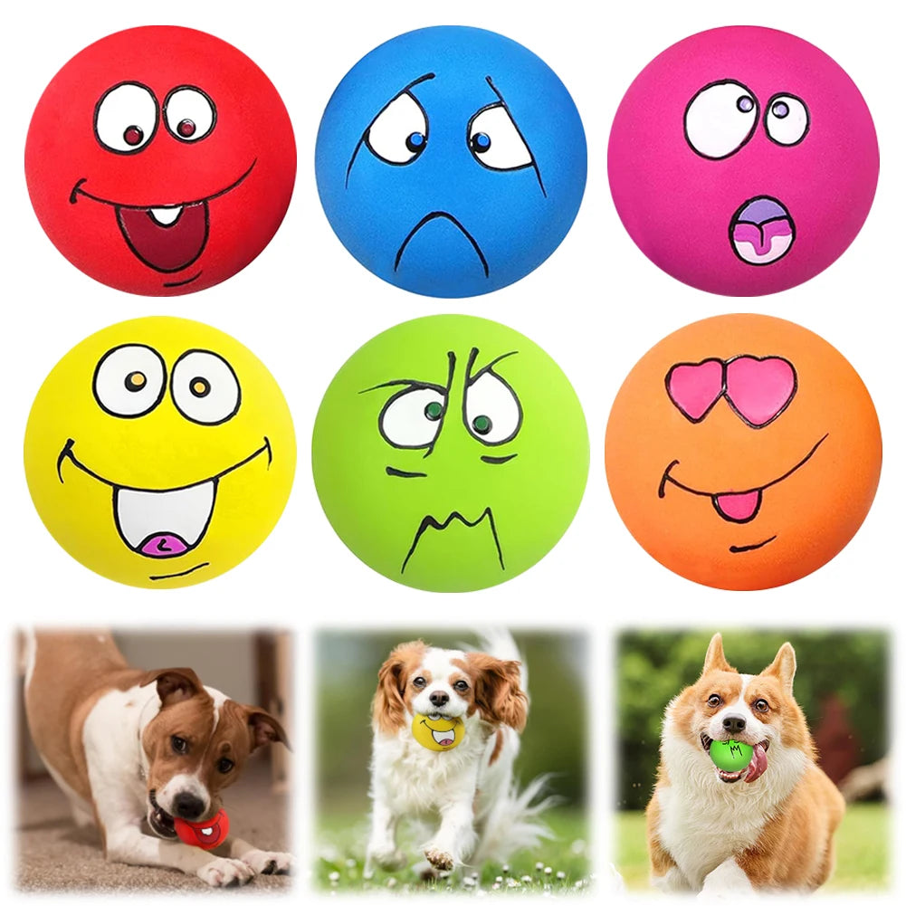 6Pcs Smile Face Squeaky Dog Toys