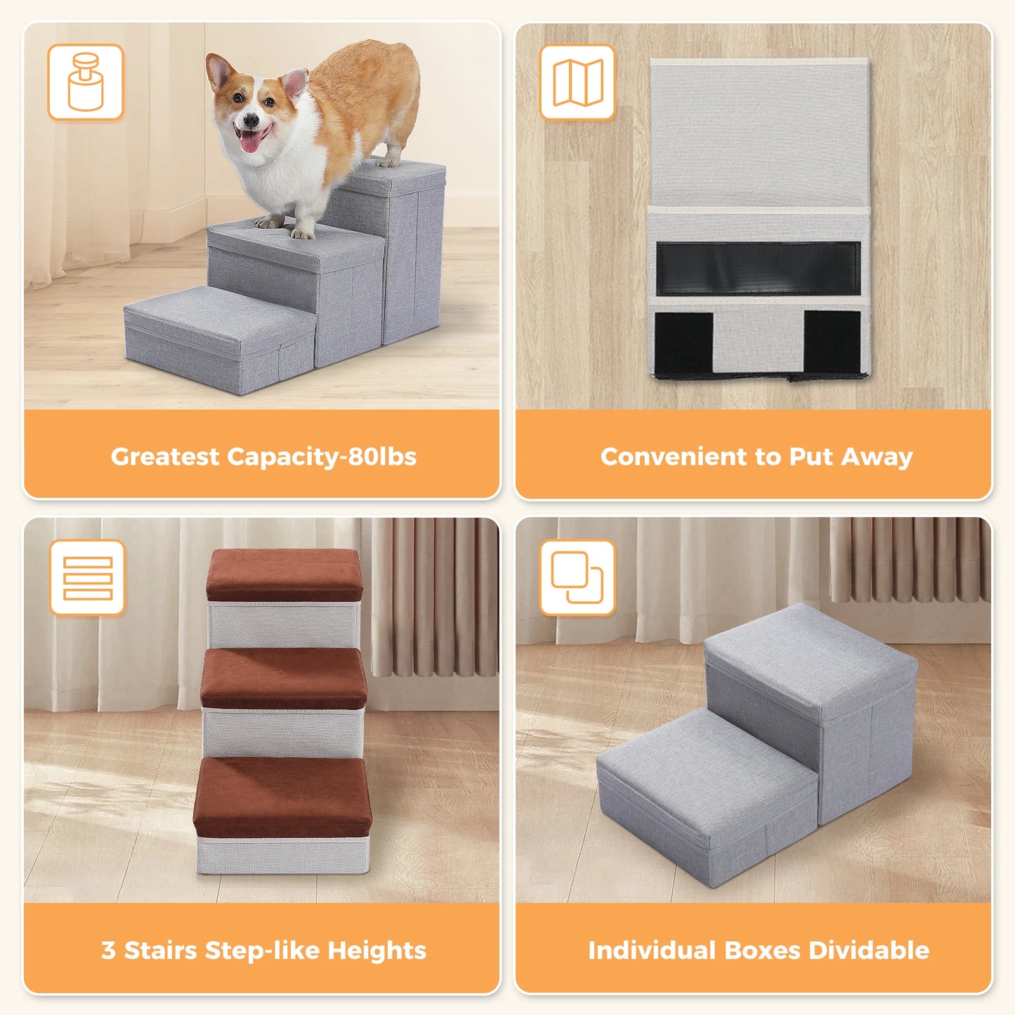 3-Tier Dog Stairs Foldable