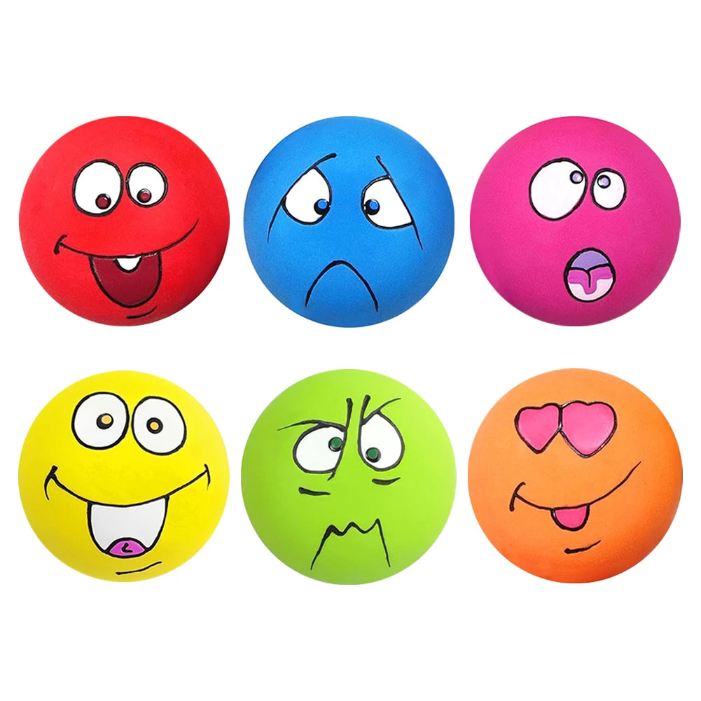 6Pcs Smile Face Squeaky Dog Toys