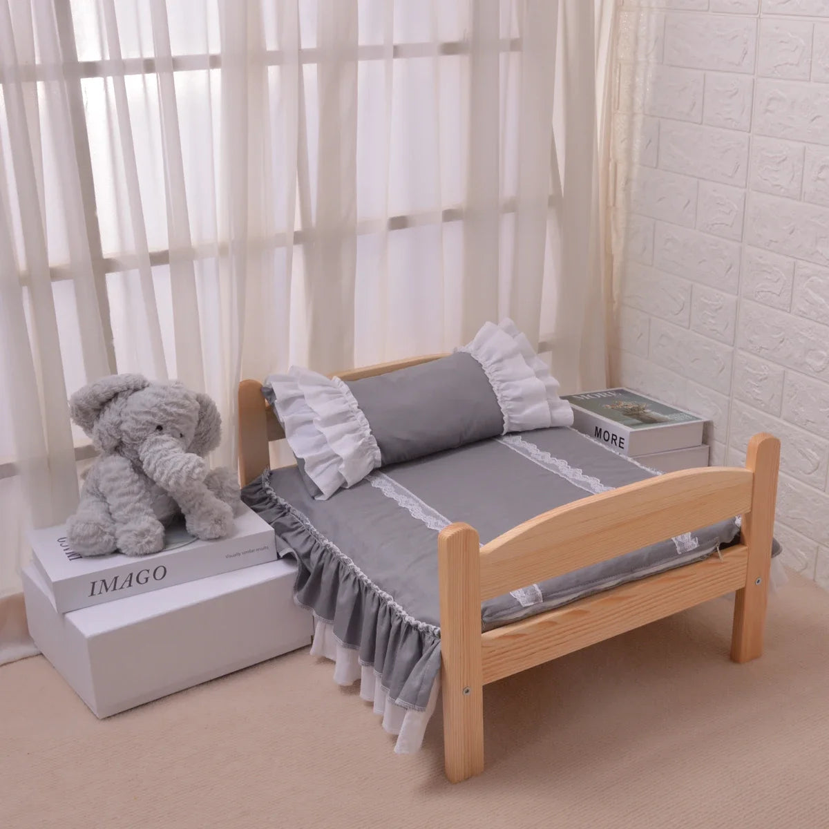 Cute Solid Wood Pet Bed