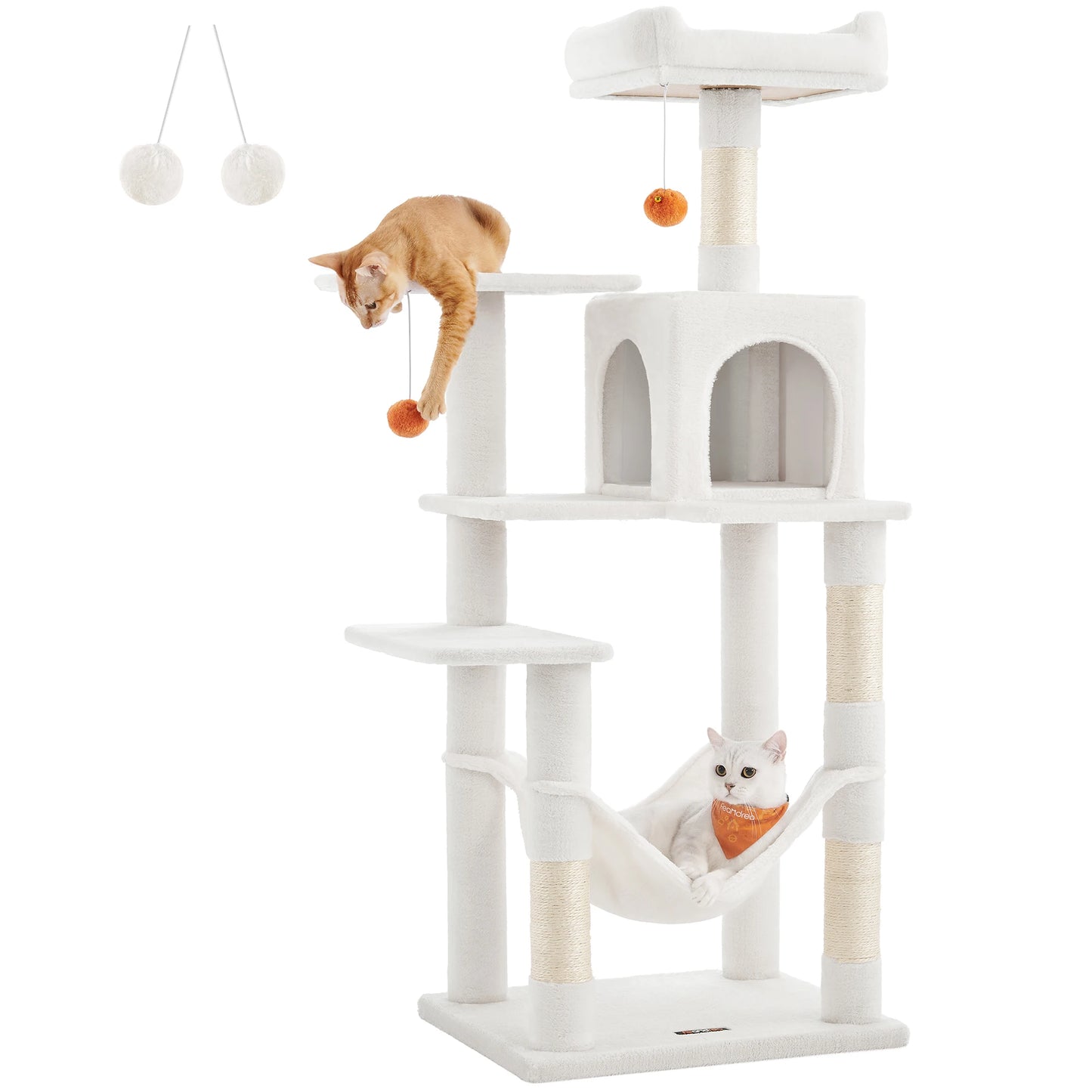 Feandrea Cat Tree, 56.3-Inch Cat Tower for Indoor Cats,