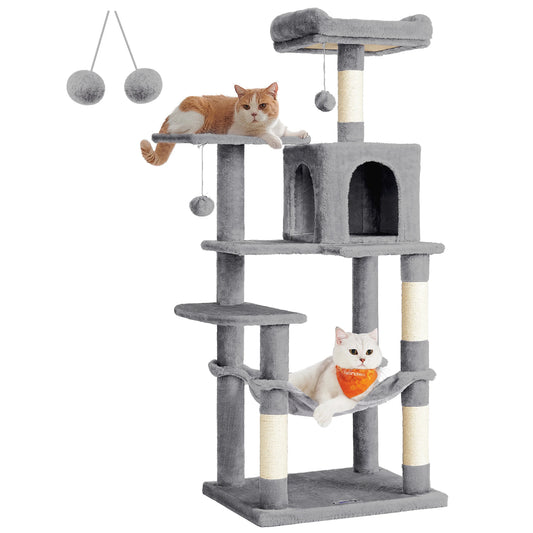 Feandrea Cat Tree, 56.3-Inch Cat Tower for Indoor Cats,