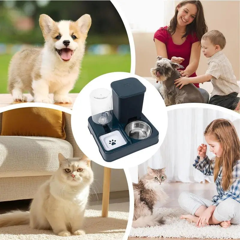 Cat Feeder And Water Dispenser Non-Slip Automatic Drinking Bottle Detachable Pet Food And Water Dispenser Pet Supplies For Cat