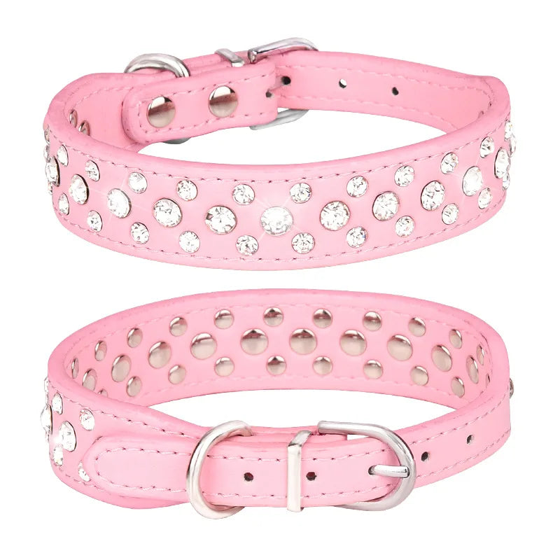 Pet collars for small dogs, rhinestone