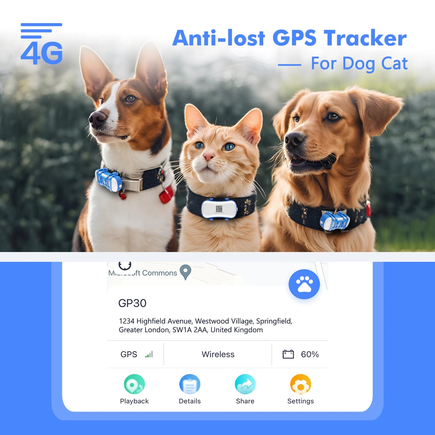‌4G GPS Tracker for Pets Free Trial Included