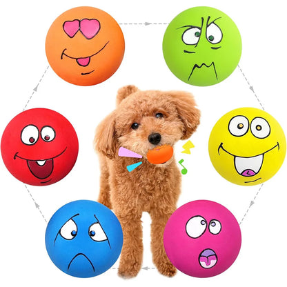 6Pcs Smile Face Squeaky Dog Toys