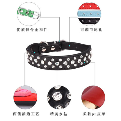 Pet collars for small dogs, rhinestone