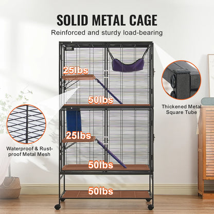 64.6" Rolling Metal Ferret Cage Large 4-Tier