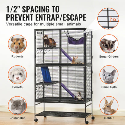 64.6" Rolling Metal Ferret Cage Large 4-Tier