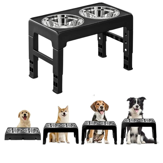 Raised Dog & Cat Bowls - Adjustable Heights