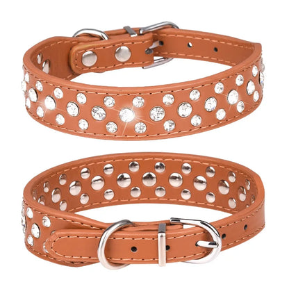 Pet collars for small dogs, rhinestone