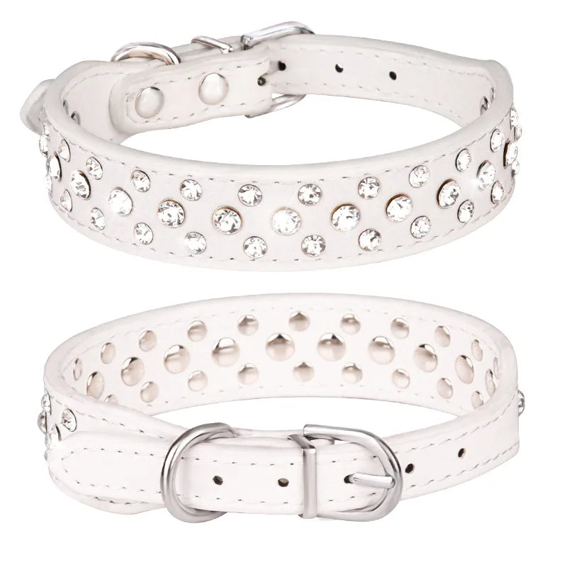 Pet collars for small dogs, rhinestone