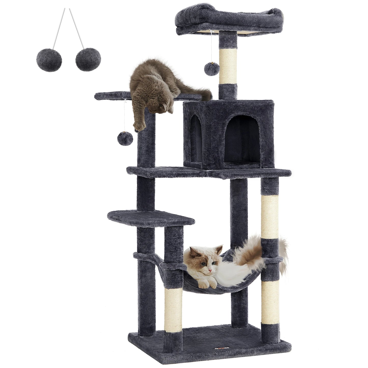 Feandrea Cat Tree, 56.3-Inch Cat Tower for Indoor Cats,