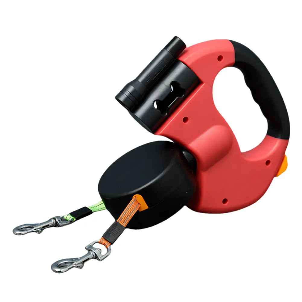 Double Headed Dog Leash  Retractable Small Medium Dogs