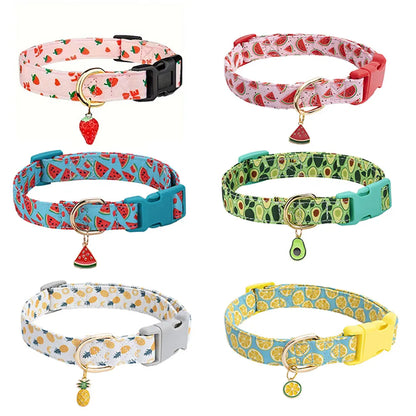 Pet dog collar with Fruit metal pendant