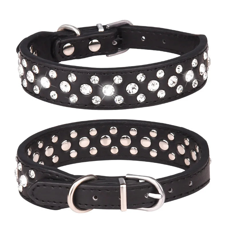 Pet collars for small dogs, rhinestone