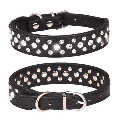Pet collars for small dogs, rhinestone
