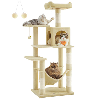 Feandrea Cat Tree, 56.3-Inch Cat Tower for Indoor Cats,