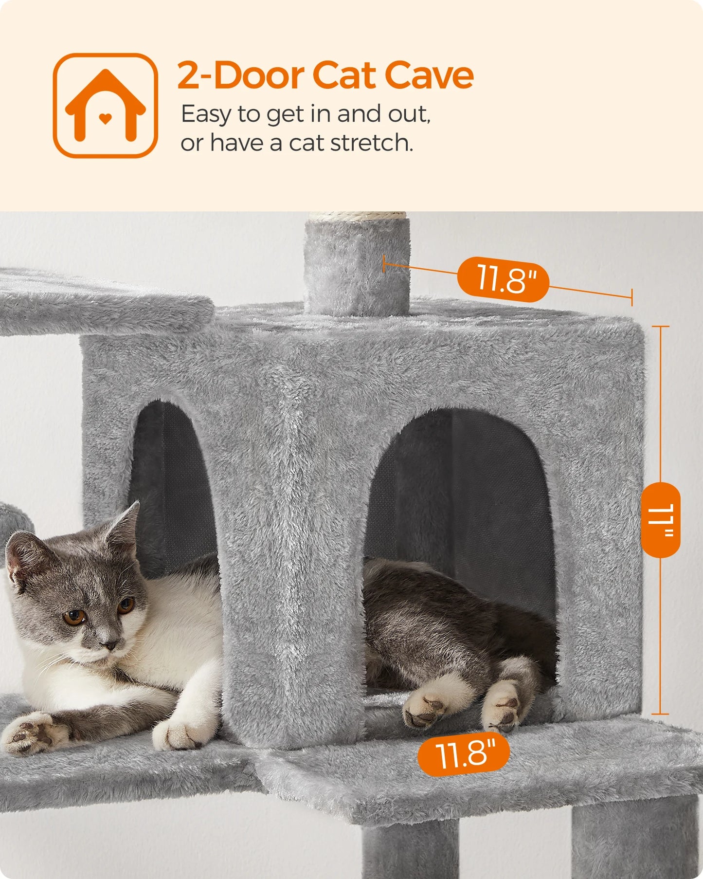 Feandrea Cat Tree, 56.3-Inch Cat Tower for Indoor Cats,