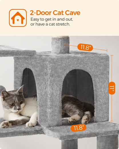 Feandrea Cat Tree, 56.3-Inch Cat Tower for Indoor Cats,