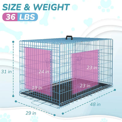 48 Inch Pets Dog Crate Double Door