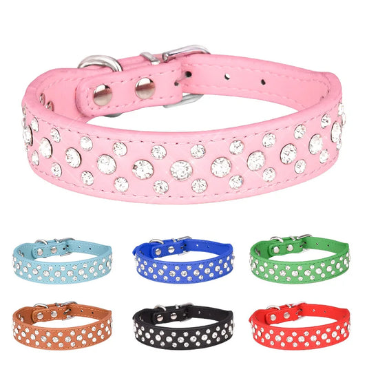 Pet collars for small dogs, rhinestone