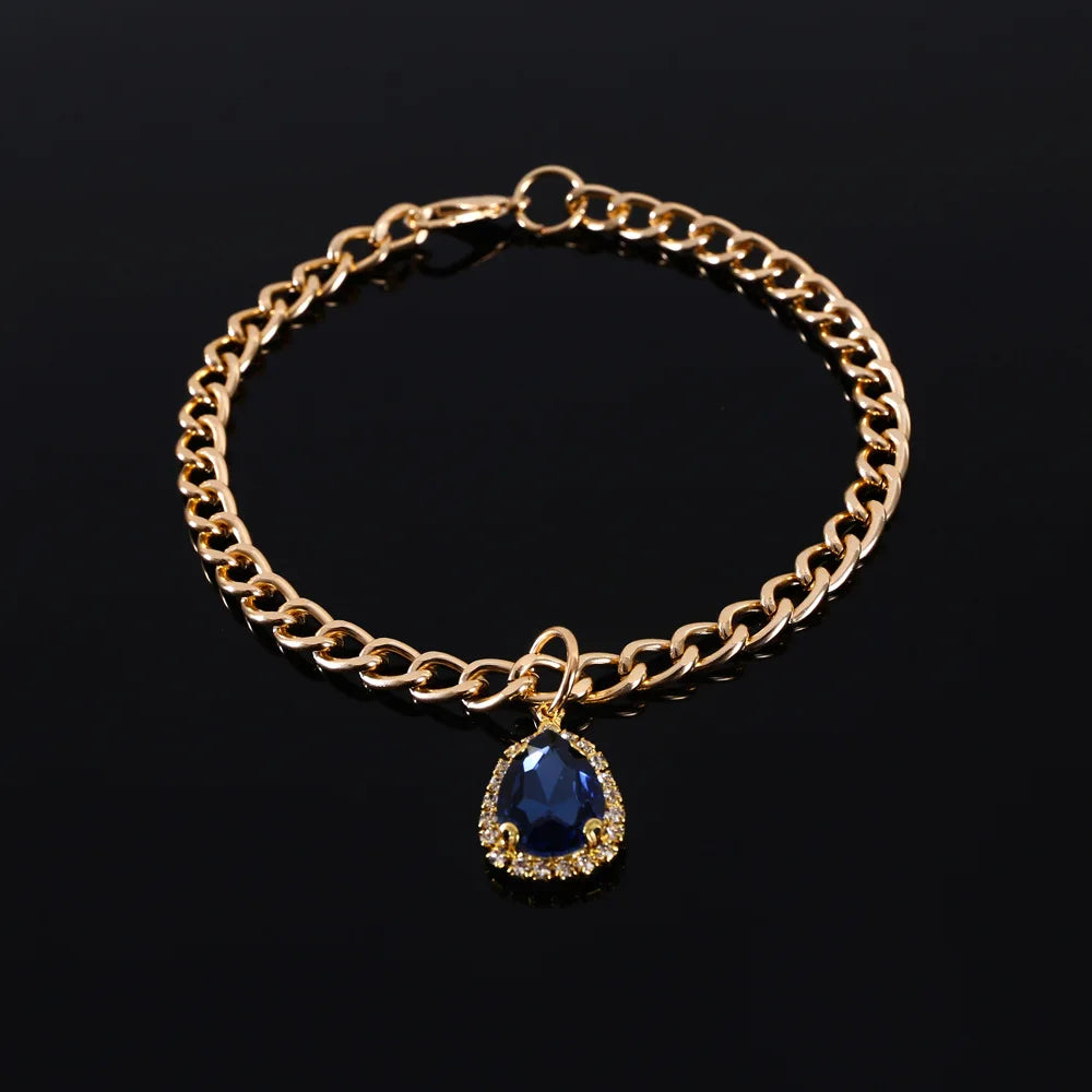 Cute Rhinestone Cat Collar Diamond Dog Collar with Bling Charm Adjustable Rhinestones Dog Puppy Necklace with Crystal Pendant