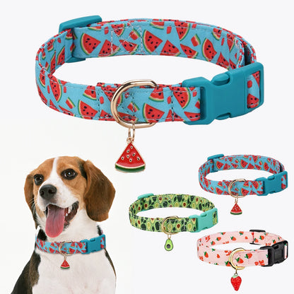 Pet dog collar with Fruit metal pendant