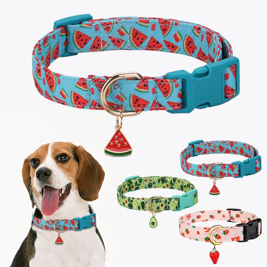 Pet dog collar with Fruit metal pendant