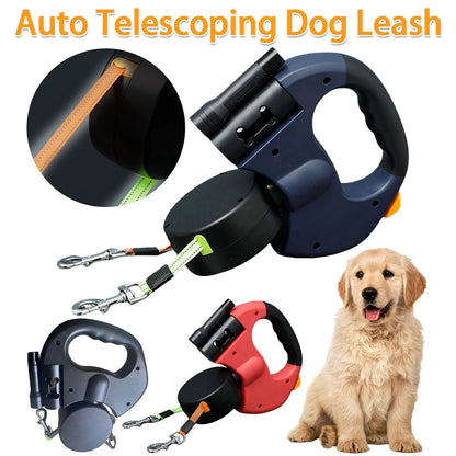 Double Headed Dog Leash  Retractable Small Medium Dogs