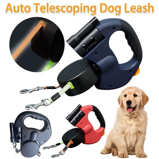 Double Headed Dog Leash  Retractable Small Medium Dogs